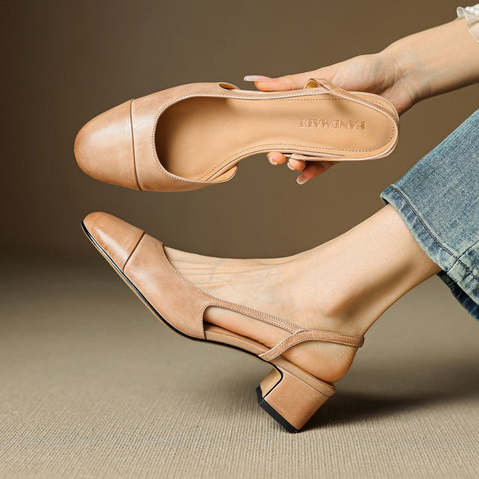 Zapatos de salón para mujer con puntera almendrada, tira trasera y tacón ancho