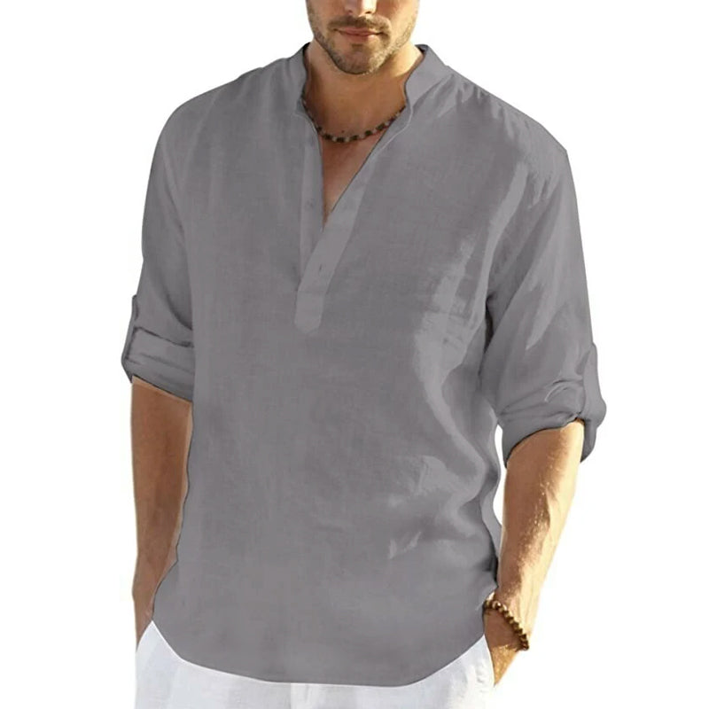 Men's Slim Fit Henley Shirt with Lightweight Breathable Fabric