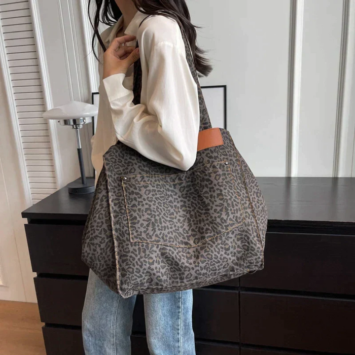 Damen-Shopper mit Leopardenmuster und zwei Tragegriffen