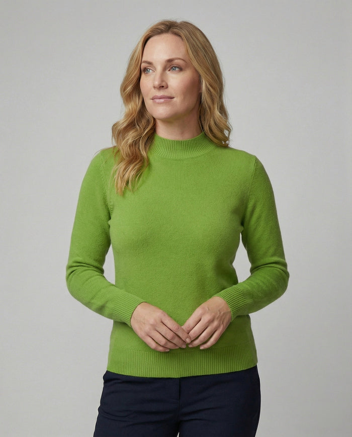 Pull en maille ajusté pour femme à col montant et manches longues