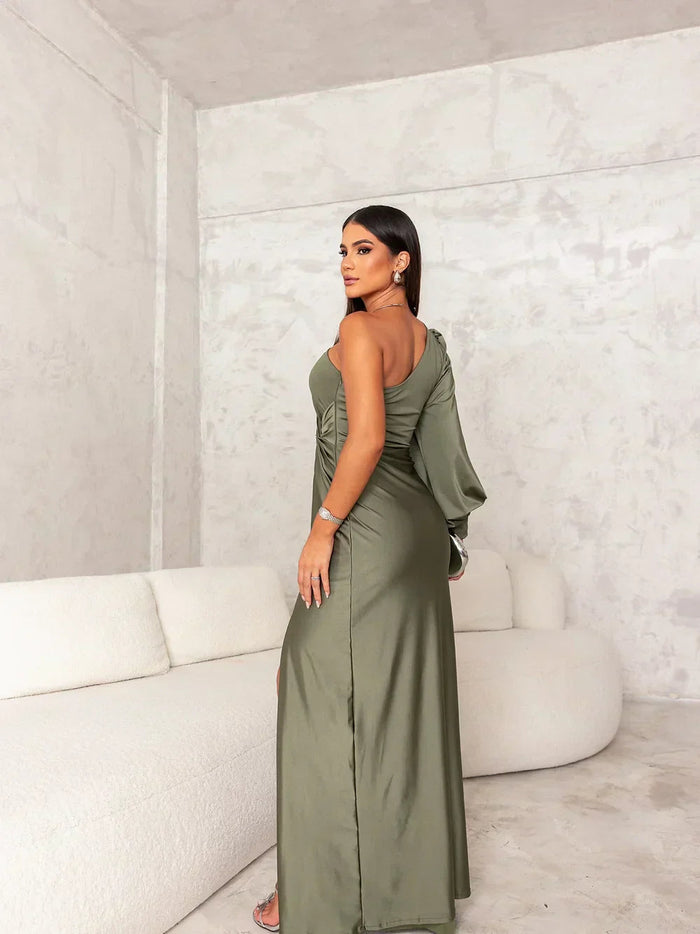 Women's One-Shoulder Maxi Dress with Side Slit