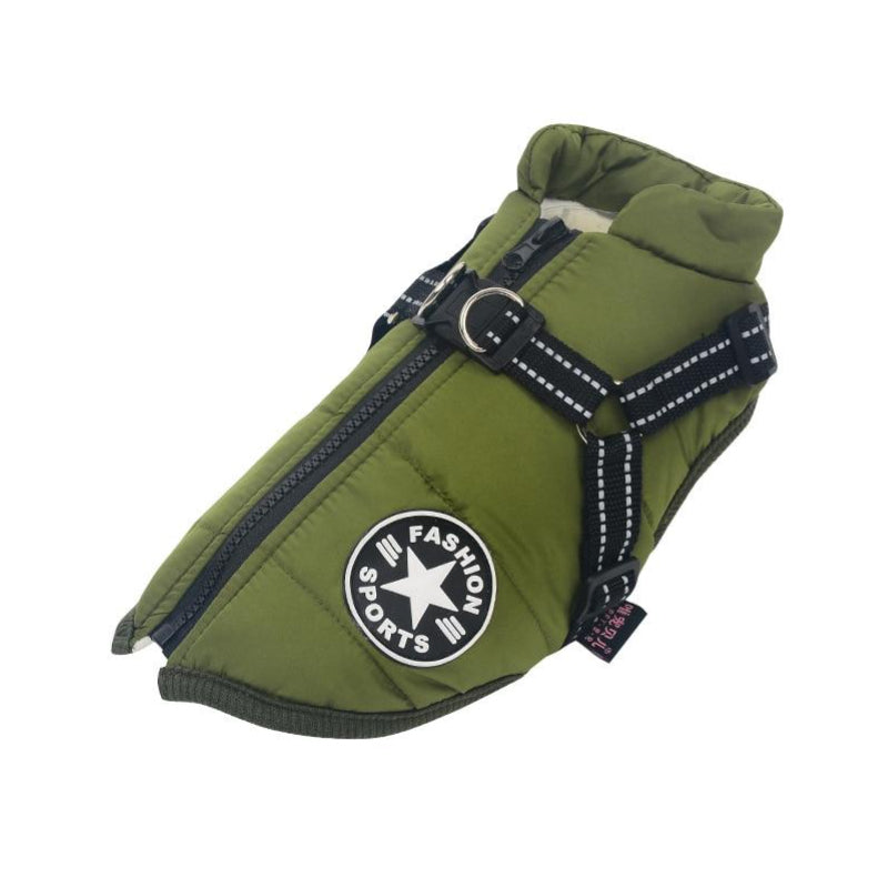 Waterproof Dog Jacket with Built-In Harness and Reflective Strip