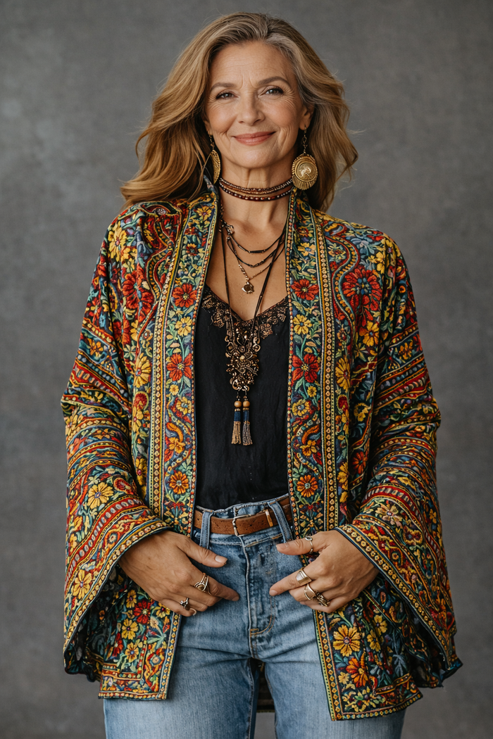 Amelie | Cardigan Bohemien Elegante con Tocco Vellutato