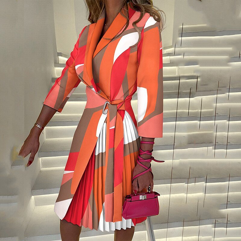 Women's Elegant Blazer Dress with Notched Collar